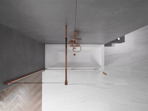 Mexen Velar Kádparaván 2 részes csúszó 160 x 150 cm, átlátszó nano, rózsa arany - 896-160-000-01-60 Kádparaván