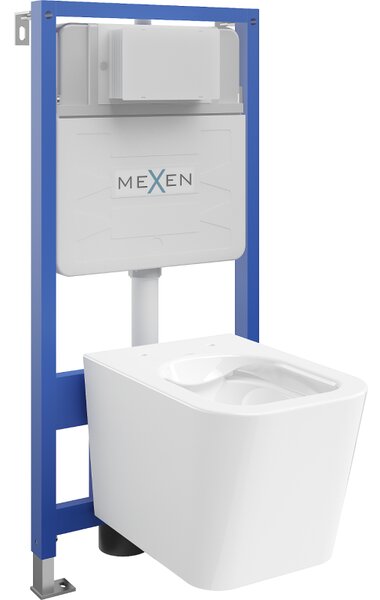 Mexen WC beépített készlet, Fenix Slim keret Teo WC csészével, fényes fehér - 6103385XX00