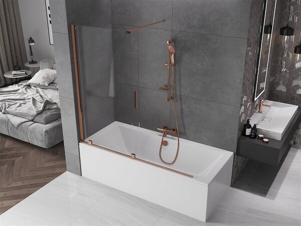 Mexen Velar Kádparaván 2 részes csúszó 160 x 150 cm, átlátszó nano, rózsa arany - 896-160-000-01-60 Kádparaván