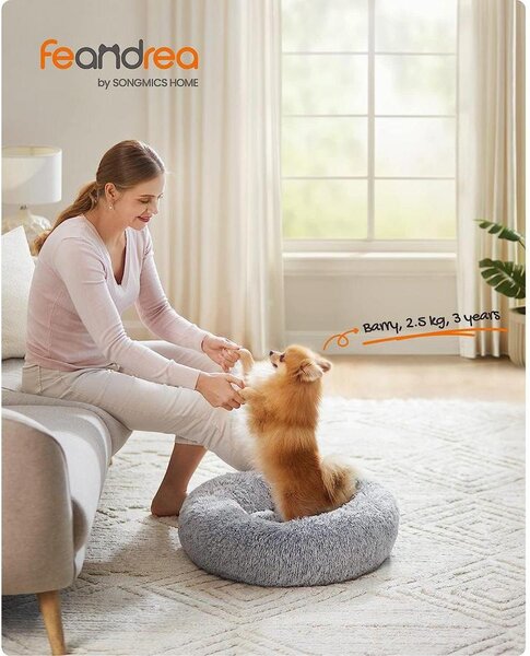 FEANDREA kutyaágy, kerek macskaágy, M-es méretű, szürke