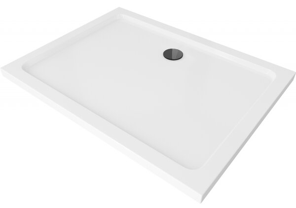 Mexen Flat téglalap alakú, lapos zuhanytálca 90 x 70 cm, fehér, fekete szifon - 40107090B