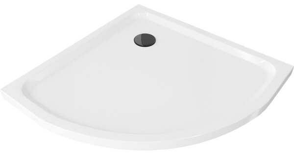 Mexen Flat félkör alakú slim zuhanytálca 80 x 80 cm, fehér, fekete szifon - 41108080B
