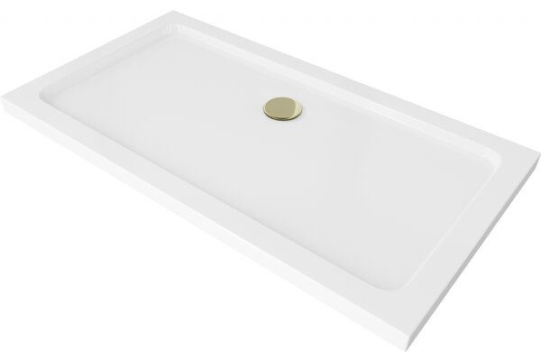 Mexen SLIM - Négyszögletű zuhanytálca 120x70x5cm + arany szifon, fehér, 40107012G