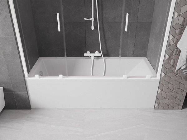 Mexen Velar Duo Kádparaván 2 részes csúszó 170 x 150 cm, átlátszó nano, fehér - 896-170-000-02-20 Kádparaván