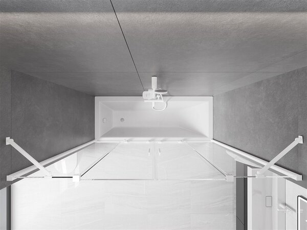 Mexen Velar Duo Kádparaván 2 részes csúszó 170 x 150 cm, átlátszó nano, fehér - 896-170-000-02-20 Kádparaván