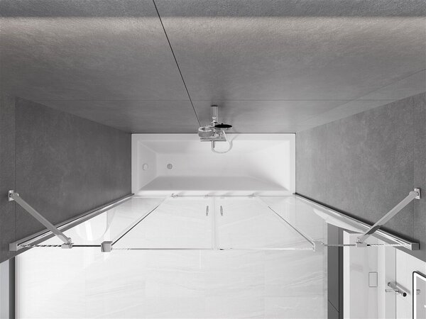 Mexen Velar Duo Kádparaván 2 részes csúszó 170 x 150 cm, átlátszó nano, króm - 896-170-000-02-01 Kádparaván
