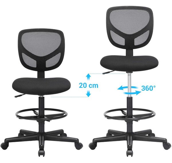 Hálós Irodai szék, forgó szék ülésmagasság 55-75 cm, Fekete