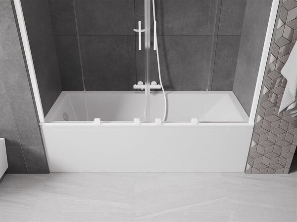 Mexen Velar Duo Kádparaván 2 részes csúszó 170 x 150 cm, átlátszó nano, fehér - 896-170-000-02-20 Kádparaván