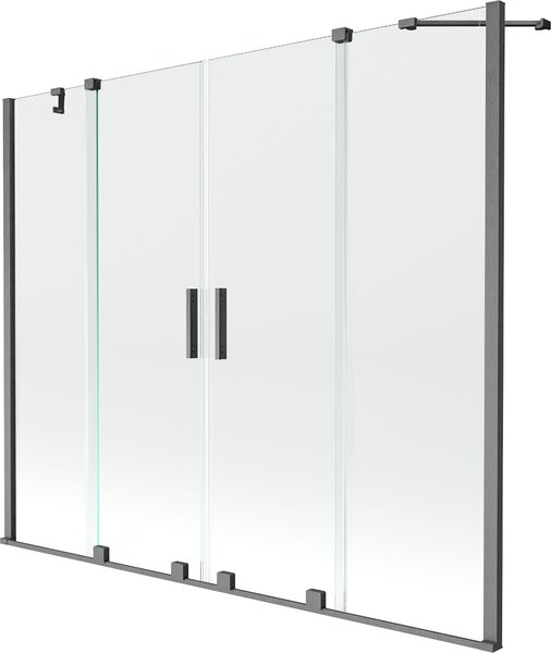 Mexen Velar Duo Kádparaván 2 részes csúszó 170 x 150 cm, átlátszó nano, gun gray s csiszolt- 896-170-000-02-66 Kádparaván