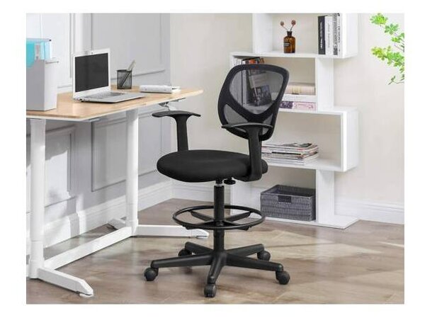 Ergonomikus irodai szék kartámaszokkal, forgó szék 55-75 cm ülésmagasság, Fekete