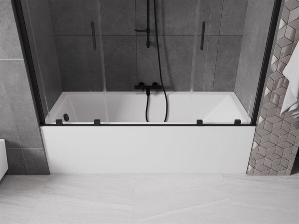 Mexen Velar Duo Kádparaván 2 részes csúszó 170 x 150 cm, átlátszó nano, fekete - 896-170-000-02-70 Kádparaván