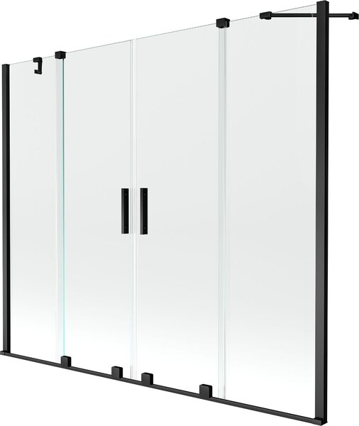 Mexen Velar Duo Kádparaván 2 részes csúszó 170 x 150 cm, átlátszó nano, fekete - 896-170-000-02-70 Kádparaván