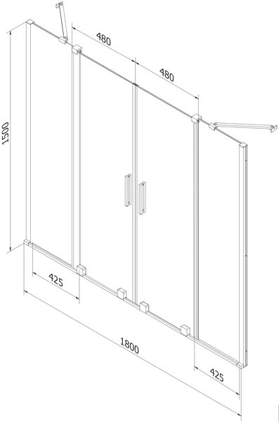 Mexen Velar Duo Kádparaván 2 részes csúszó 180 x 150 cm, átlátszó nano, fehér - 896-180-000-02-20 Kádparaván