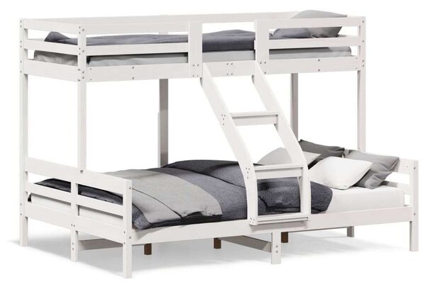 VidaXL fehér tömör fenyőfa emeletes ágy 90 x 200/140 x 200 cm