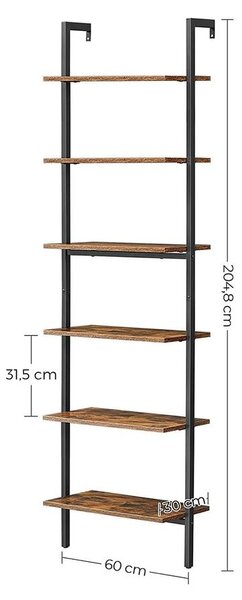 Létrapolc, 6 szintes könyvespolc 60 x 204,8x 30 cm