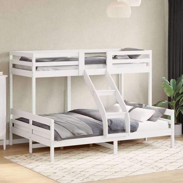 VidaXL fehér tömör fenyőfa emeletes ágy 90 x 200/140 x 200 cm