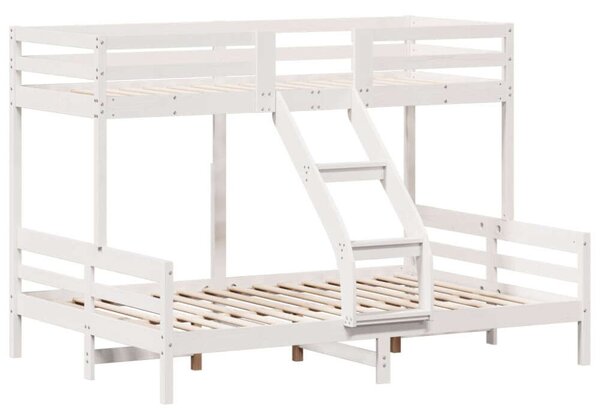 VidaXL fehér tömör fenyőfa emeletes ágy 90 x 200/140 x 200 cm