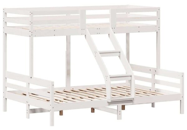 VidaXL fehér tömör fenyőfa emeletes ágy 90 x 200/140 x 200 cm
