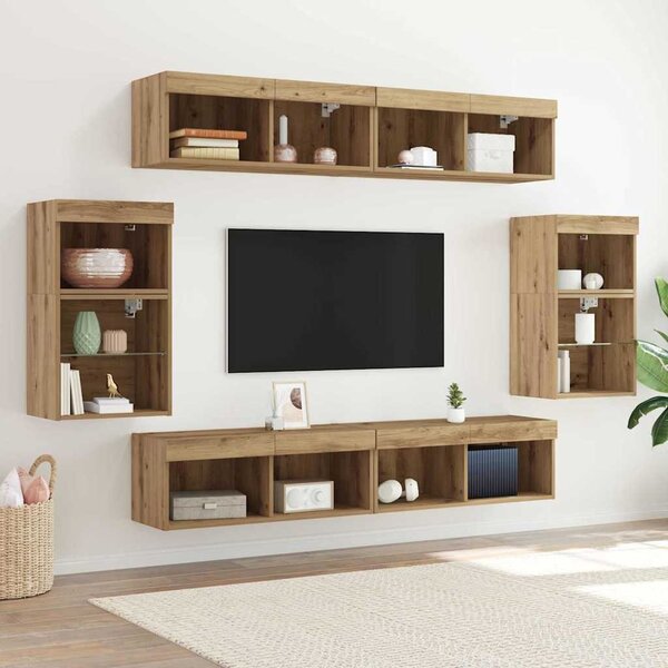 TV szekrény garnitúra 8 db 37 x 30 x 70 cm kézműves tölgy