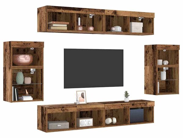 TV szekrény garnitúra 8 db 37 x 30 x 70 cm Régi fa