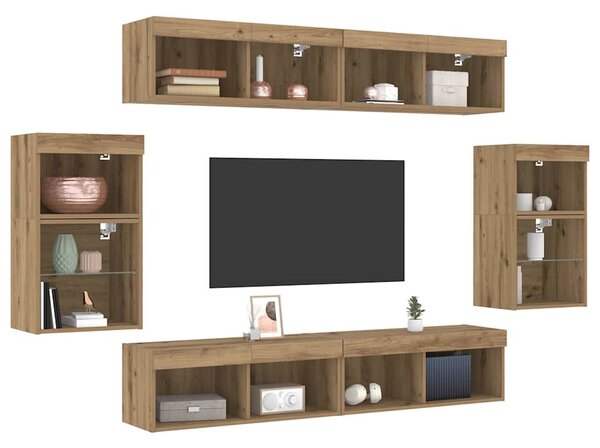 TV szekrény garnitúra 8 db 37 x 30 x 70 cm kézműves tölgy