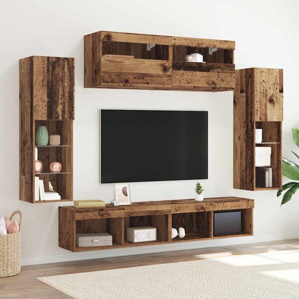 TV szekrény garnitúra 6 db 30,5 x 30 x 102 cm Régi fa