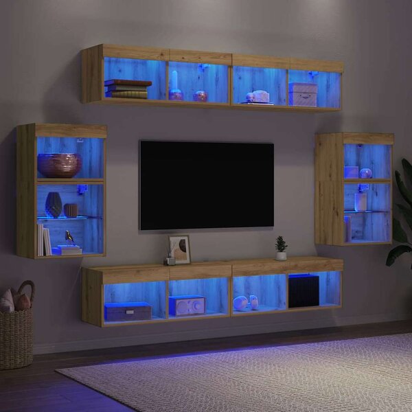 TV szekrény garnitúra 8 db 37 x 30 x 70 cm kézműves tölgy