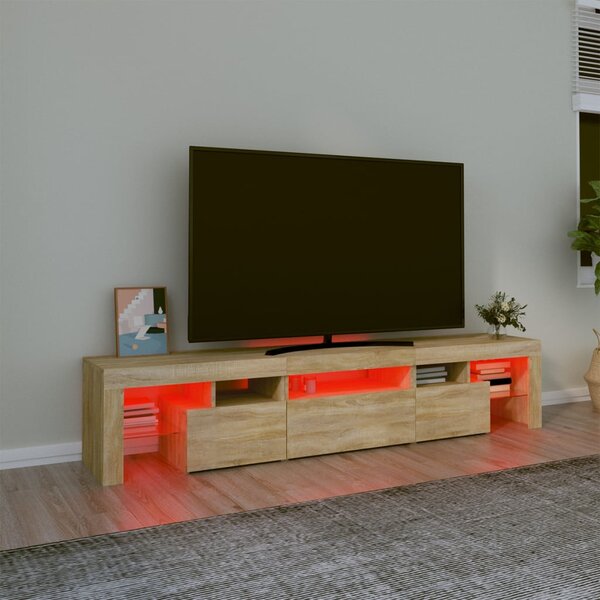 Sonoma tölgy színű TV-szekrény LED-lámpákkal 200x36,5x40 cm