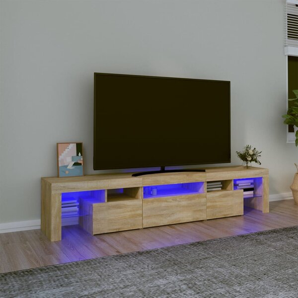 Sonoma tölgy színű TV-szekrény LED-lámpákkal 200x36,5x40 cm