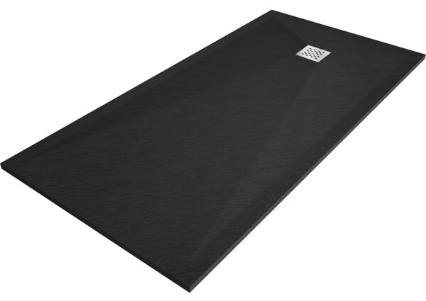 Mexen Stone+, téglalap alakú kád ásványi kompozitból 160 x 70 cm, fekete matt, 44707016