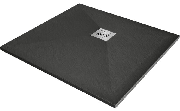 Mexen Stone+ kompozit négyszögletes zuhanytálca 70 x 70 cm, antracit - 44717070