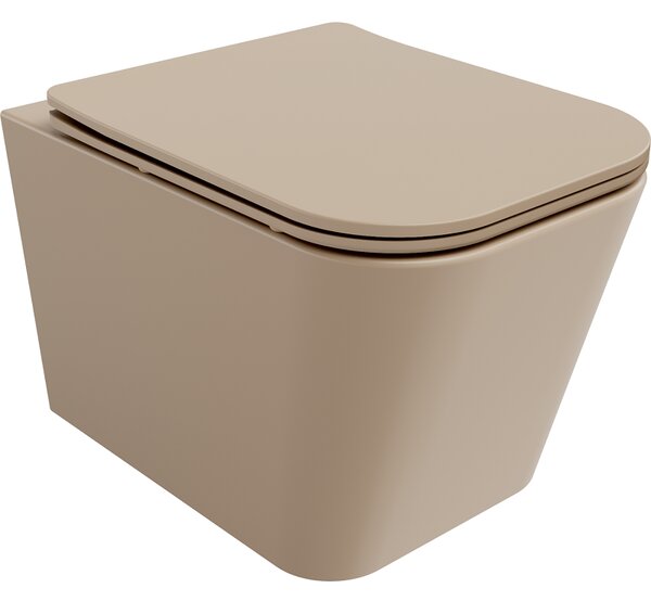 Mexen Teo Rimless, falra szerelhető WC csésze 51x34,5x34 cm, duroplasztból készült lassú ütésű ülőfelülettel, cappuccino matt, 30854064
