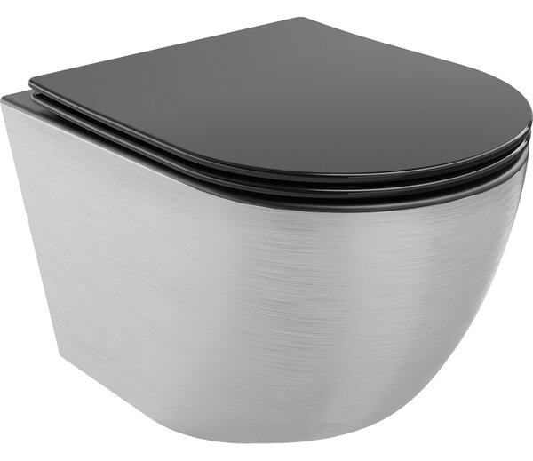 Mexen Lena, függő wc csésze 480x360x355 mm, lassan süllyedő ülőfelülettel, matt fekete - ezüst, 30224073