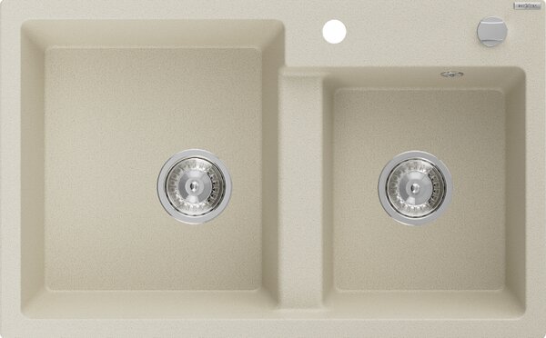Mexen Tomas, gránit mosogató 800x500x190 mm, 2 kamrás, bézs, 6516802000-69