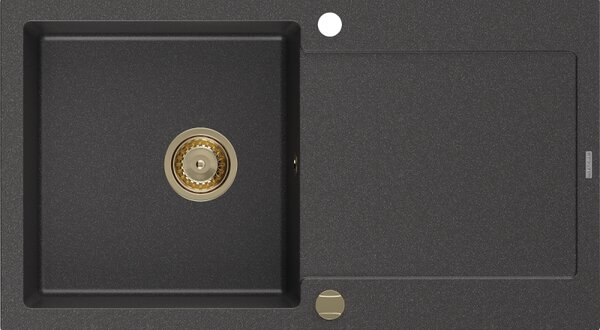 Mexen Leo, gránit mosogató 900x500x190 mm, 1 kamrás, fekete foltos arany szifonnal, 6501901010-76-G