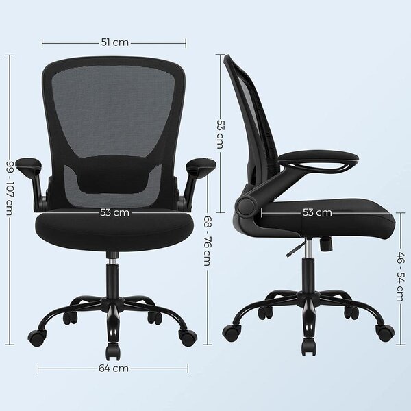 Irodai szék összecsukható karfákkal, ergonomikus számítógépes szék