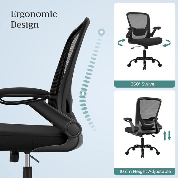Irodai szék összecsukható karfákkal, ergonomikus számítógépes szék