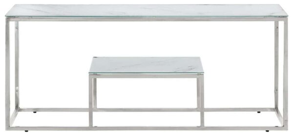 VidaXL Dohányzóasztal - Üveg és Rozsdamentes Acél - 110x45x45 cm