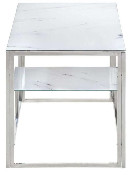 VidaXL Dohányzóasztal - Üveg és Rozsdamentes Acél - 110x45x45 cm