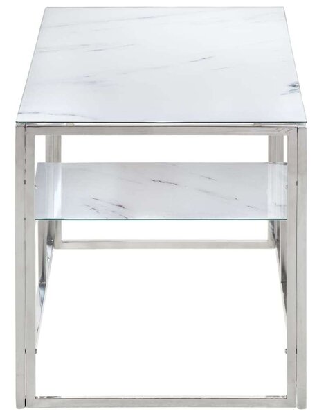 VidaXL Dohányzóasztal - Üveg és Rozsdamentes Acél - 110x45x45 cm