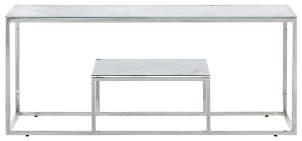 VidaXL Dohányzóasztal - Üveg és Rozsdamentes Acél - 110x45x45 cm