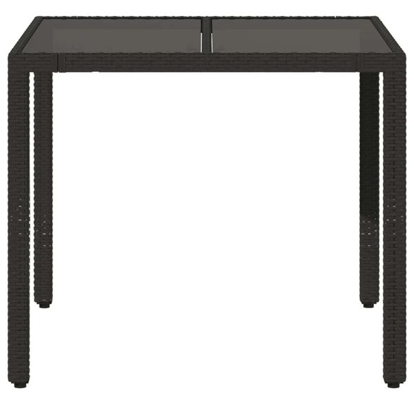 VidaXL - Polyrattan Kerti Asztal - Üveglap - 90x90 cm