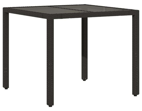 VidaXL - Polyrattan Kerti Asztal - Üveglap - 90x90 cm