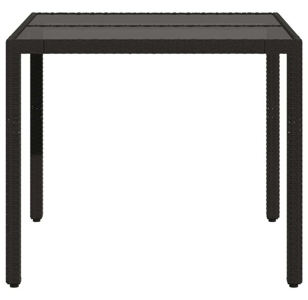 VidaXL - Polyrattan Kerti Asztal - Üveglap - 90x90 cm