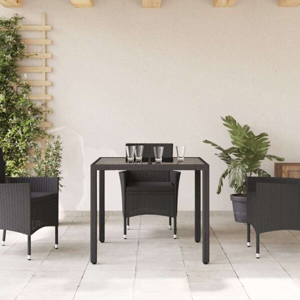 VidaXL - Polyrattan Kerti Asztal - Üveglap - 90x90 cm