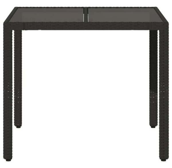 VidaXL - Polyrattan Kerti Asztal - Üveglap - 90x90 cm