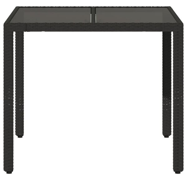 VidaXL - Polyrattan Kerti Asztal - Üveglap - 90x90 cm
