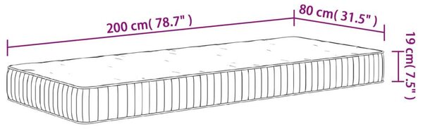 VidaXL Zsebrugós Matrac - Közepes - 80x200 cm