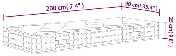 VidaXL közepes keménységű zsebrugós matrac 90 x 200 cm