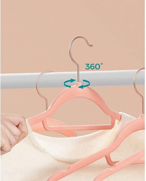 Bársonyos vállfák 30 darabos, csúszásmentes ruhaakasztó Rose Gold színű